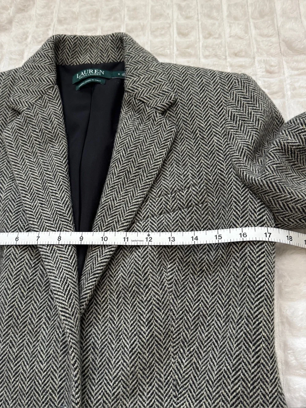 Lauren Ralph Lauren 6 Wool Blend Houndstooth One-Button Blazer Jacket